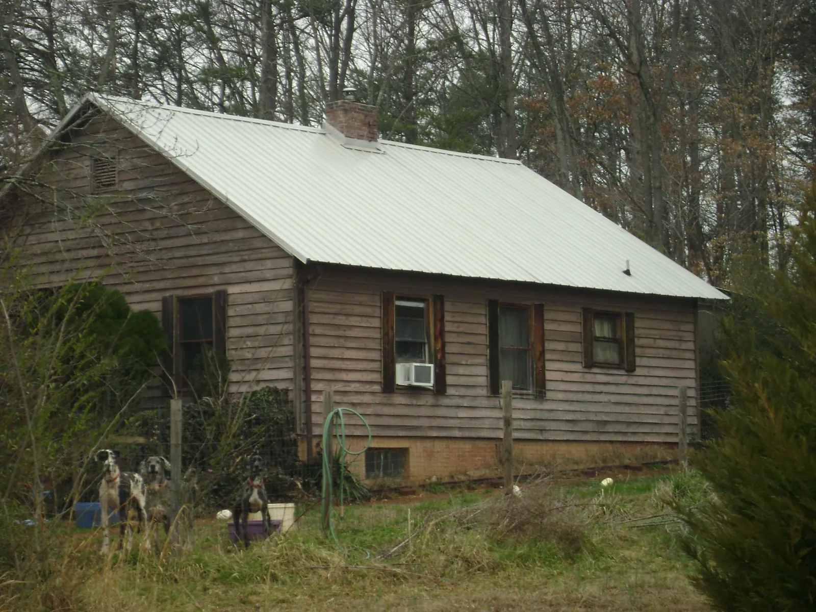 White metal roof on an old wood sided farmhouse, from a Metal Roof Installation job in Verdi
